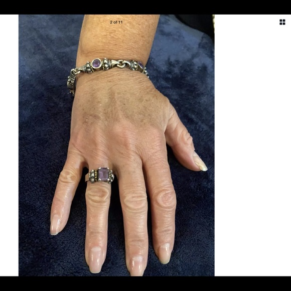 Lagos caviar amethysts  set earrings, bracelet & ring 7 - Picture 3 of 12